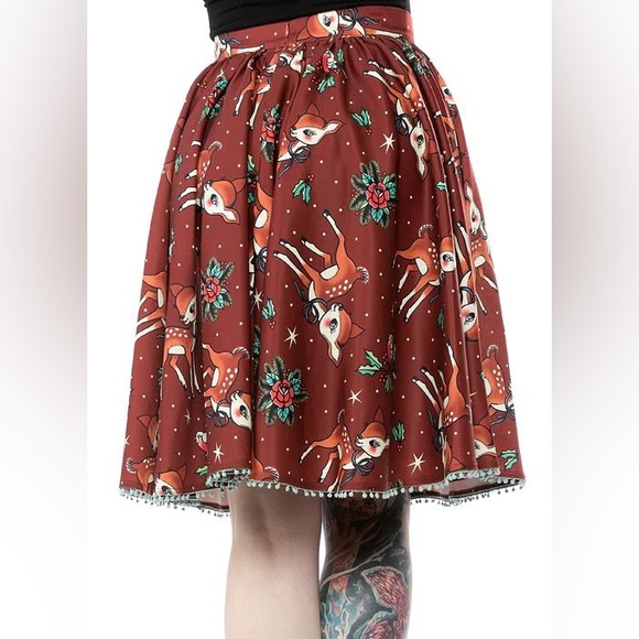 Sourpuss Deer Me Reindeer Christmas Holiday Skirt - Picture 3 of 12